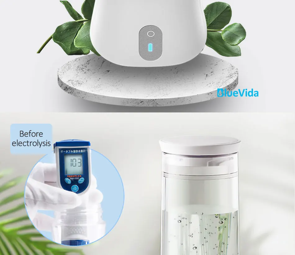 Bluevida SPE/PEM без хлора, O3 и Макс высокий 2800ppb водородный генератор бутылка с ионизатором воды