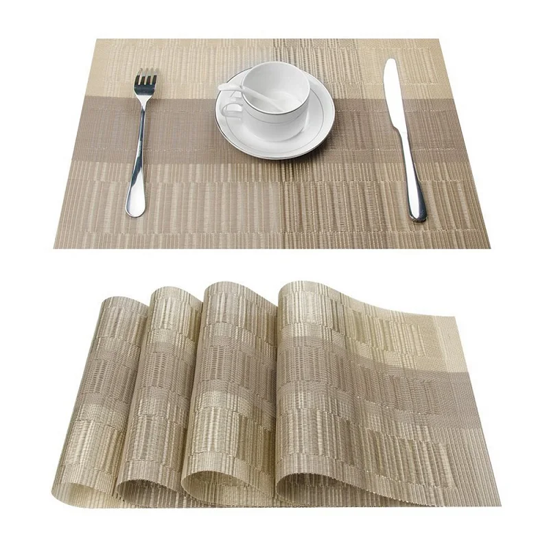 Gold Bamboo Topfinel набор из 4 ПВХ коврик для стола коврик для питья подставки под винные бутылки бамбуковые столовые приборы обеденный стол коврик кухонный стол белье - Цвет: Gold Bamboo