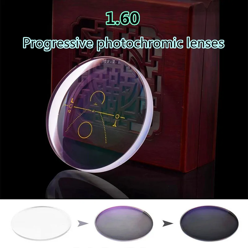 1.60 High Quality Progressive Photochromic Prescription Lenses Special Custom Progressive Photochromic Gray