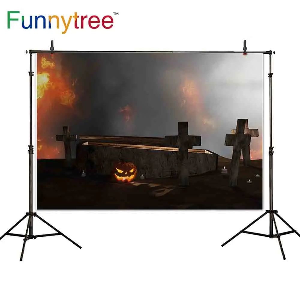 Тонкий Виниловый фон Funnytree для фотосъемки Хэллоуин Тыква ужас крест гроб свеча