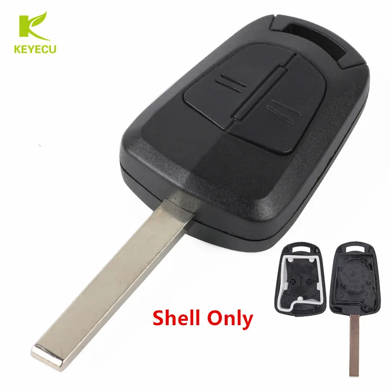 

KEYECU Replacement 2 Button Remote Car Key Case Shell Fob for Vauxhall Opel Corsa Agila Meriva Uncut Blade Blank Key Fob Cover
