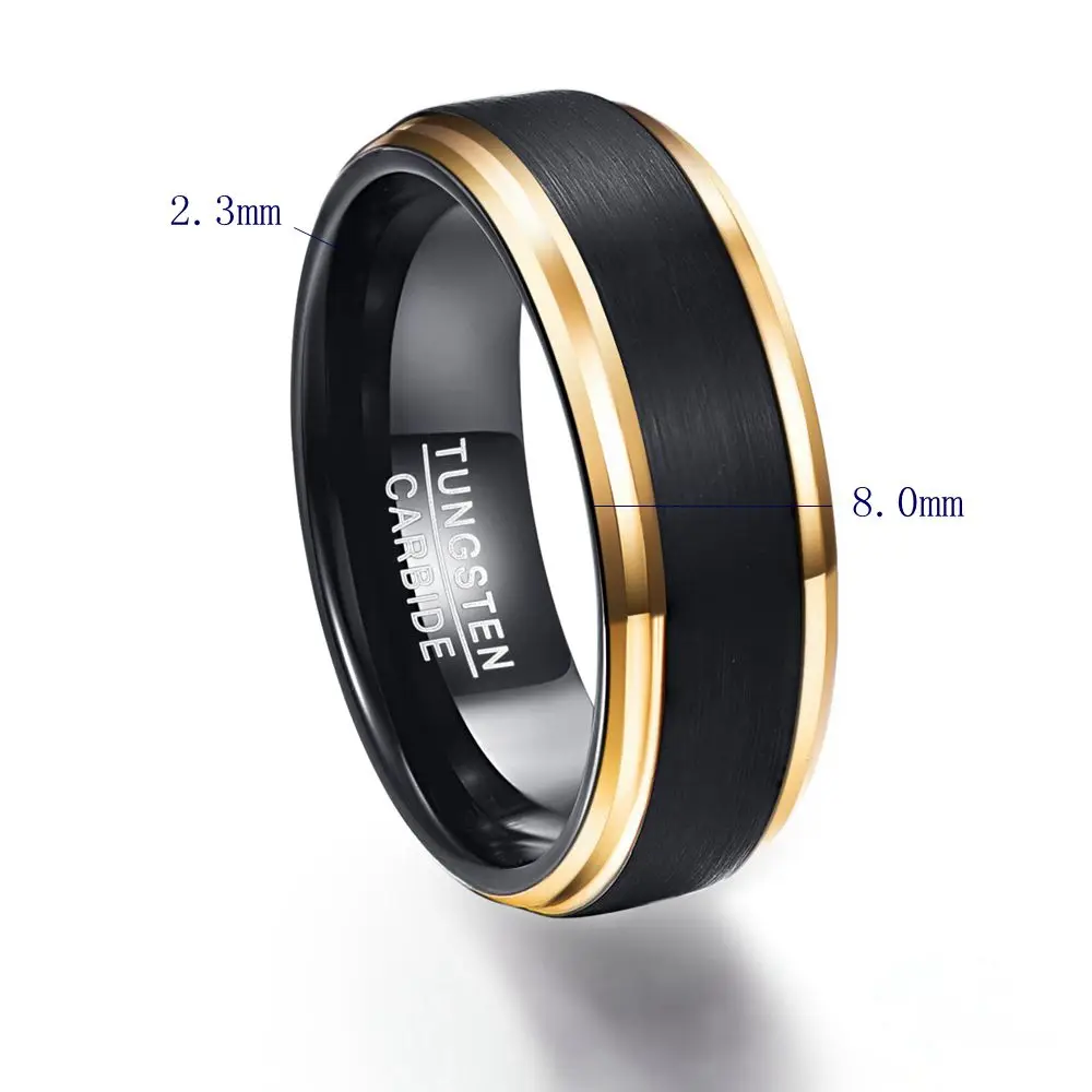Party Ring Gold Color Edge Promise Band Men Rings 100% Tungsten Carbide Engagement Multi-size Anillos para hombres Pierscienie | Украшения