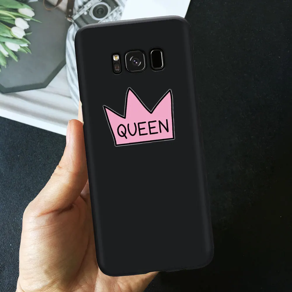 TPU A8000 Чехол для телефона с цитатами Король Королева 01 красный черный чехол для телефона samsung S10 E S9 S8 Plus S7 edge A6 A9 A7 Мягкий силиконовый чехол из ТПУ - Цвет: TPU A8000