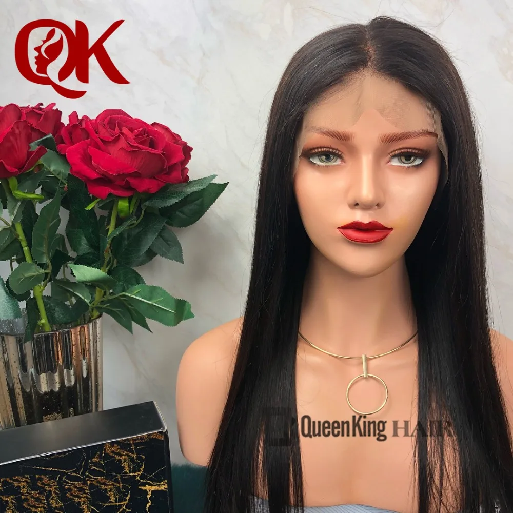 QueenKing волосы 13х6 прямые кружевные фронтальные человеческие парики бразильские Remy
