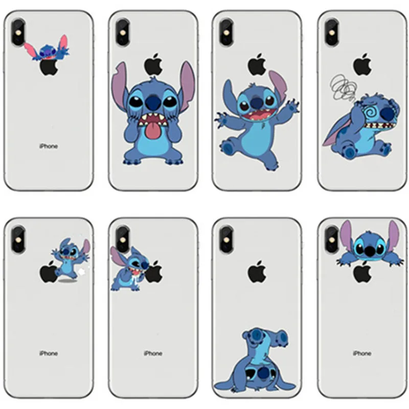 Милый мультфильм Стич Coque Shell мягкий чехол для телефона силиконовый TPU iPhone 4S 5C 8 7 6 6s