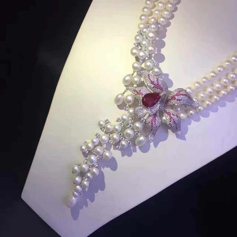 Комплект из колье и серёг с натуральным жемчугом|wedding party jewelry|party jewelrynecklace and earrings |