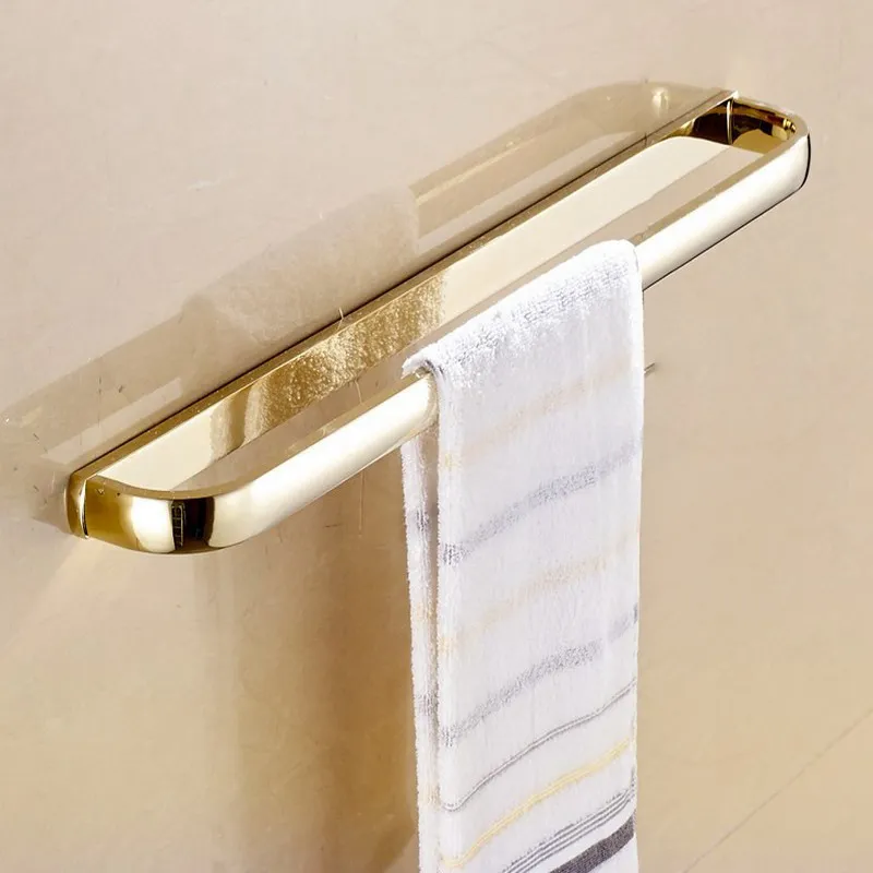 Single Towel Bar Роскошные латунные Квадратные аксессуары для ванной комнаты золотого цвета, Полка для полотенец, держатель для полотенец, держатель для туалетной бумаги, настенные аксессуары для ванной, наборы - Цвет: Single Towel Bar