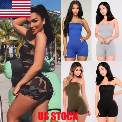 2018 New Fashion Hot Sexy Charming Women Sleeveless Print Tight Strapless Jumpsuit Casual | Женская одежда