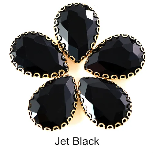 Jet Black 20 шт. золотые стразы с кружевами и каплевидными кристаллами для шитья одежды, украшений для одежды, сумок B1182 - Цвет: Jet Black