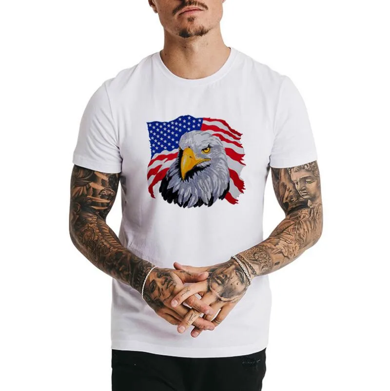 Мужская футболка Повседневная Новая мужская с флагом США в армейском стиле