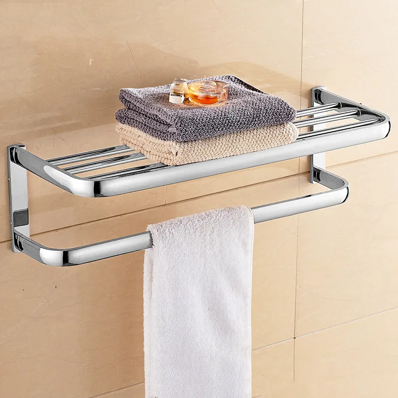 Ванная комната полки твердой латуни Полотенца вешалка 2-х уровневые держатель