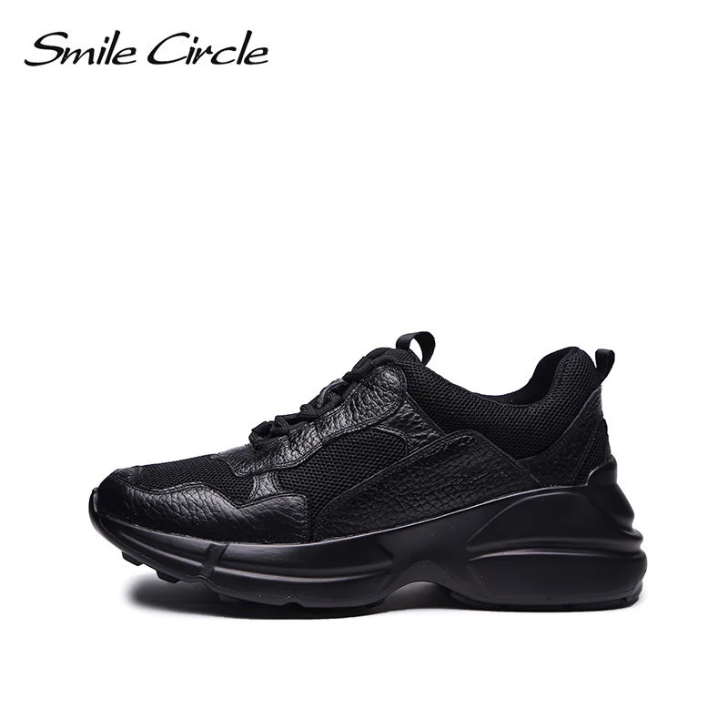 брендовые Женские кроссовки Smile Circle на платформе женские черные весна осень мода 2019|Обувь без каблука| |
