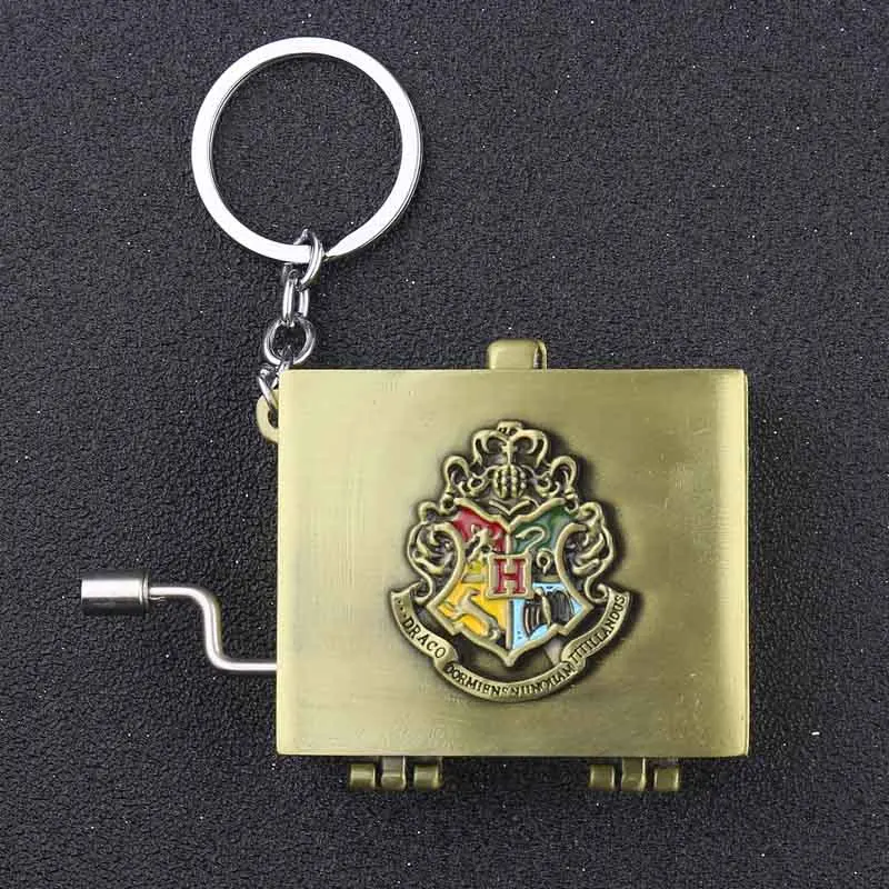 Знак школы Хогвартс Герб брелок Гриффиндор Hufflepuff Ravenclaw Slytherin Vingage Музыкальная шкатулка с ручным управлением музыкальные коробки - Окраска металла: music box