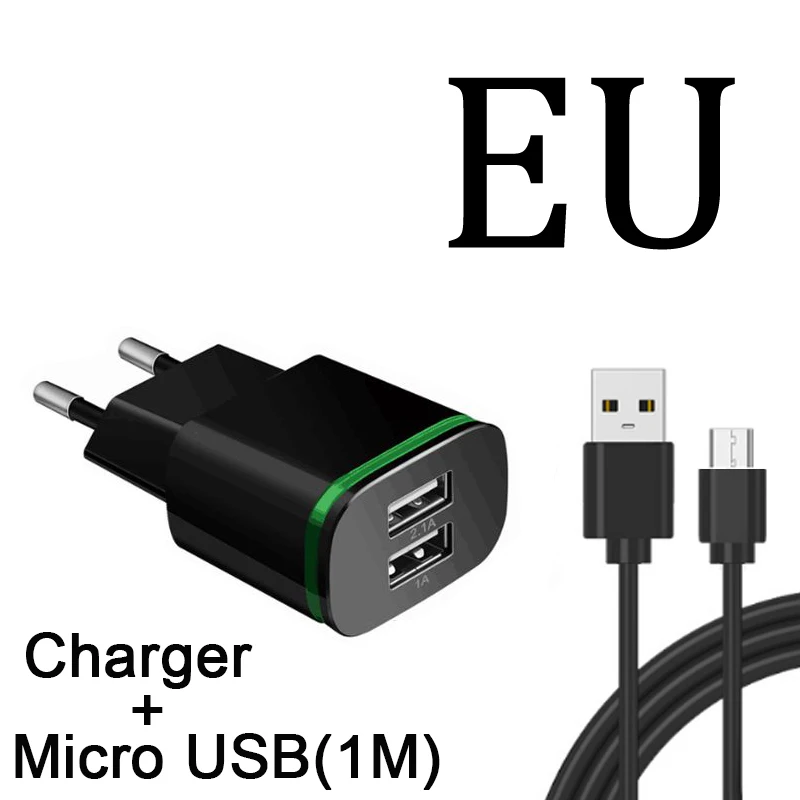 EU USB Black ЕС 2 Plug Dual Порты Зарядное устройство для Xiaomi Redmi 5A 4A Note 4 4X5 Pro Plus S2 Зарядное устройство телефон Micro Usb кабель Мощность зарядки адаптер Быстрое зарядное устройство - Тип штекера: EU USB Black