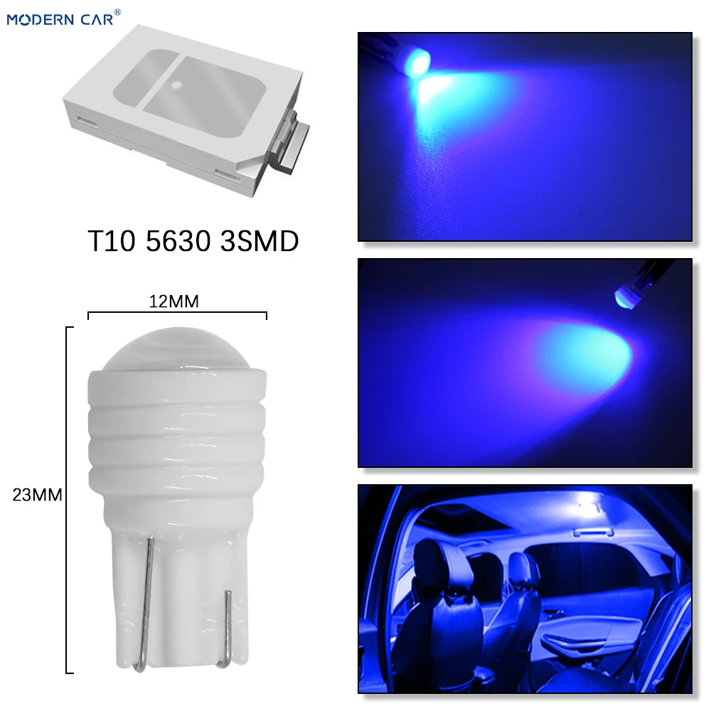Современный автомобиль 1 шт. T10 led 5630 чип 3smd автомобильная лампа габаритные огни керамические led W5W Белый Синий Зеленый Красный Лампа оранжевого цвета лампа
