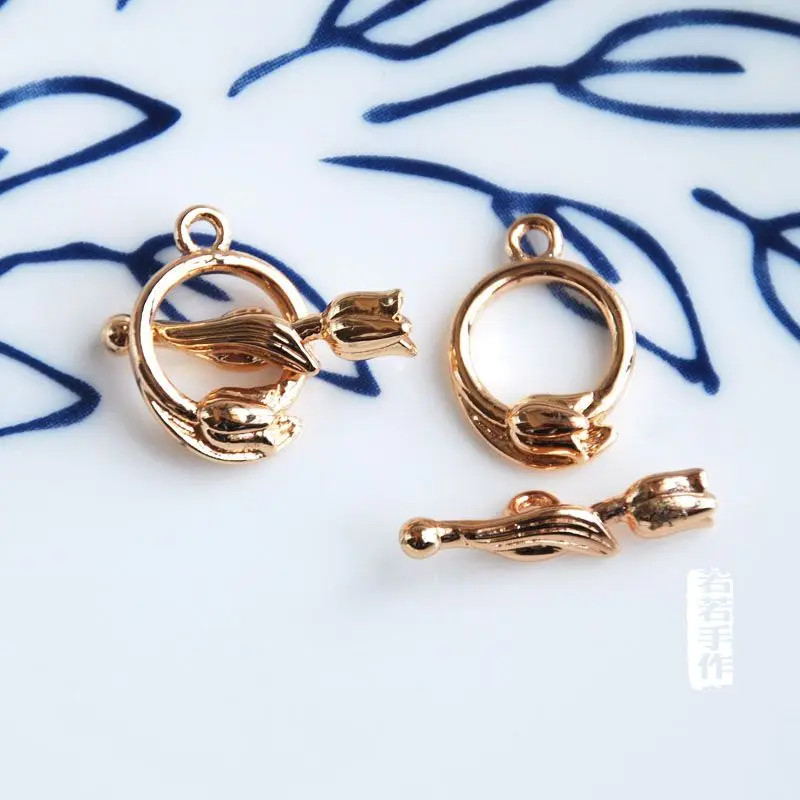 Оптовая продажа золотистые крючки 5 шт./лот 14 к золотистого цвета застежка