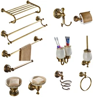 Antique Bathroom Accessories Set Brass Collection Carved Bathroom Products Towel Rack Creative Faucet Bathroom Hardware Set