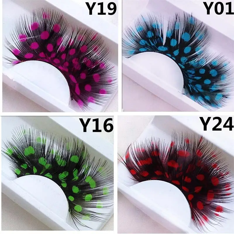 1 пара ресницы с синими перьями для макияжа Y32|fake eyelashes halloween|exaggeration eyelashfake |