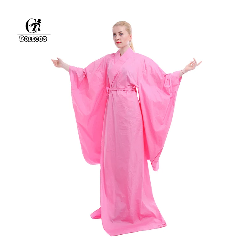 ROLECOS 2016 высокое качество кимоно женские розовые длинные платья с длинным рукавом