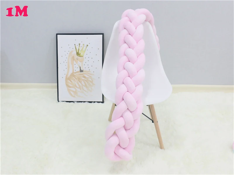 1M pink Детская кровать бампер коса новорожденная кровать бампер длинная завязанная подушка детская кровать бампер узел кроватка Детская комната Декор 4 пряди детская кровать узел - Цвет: 1M pink