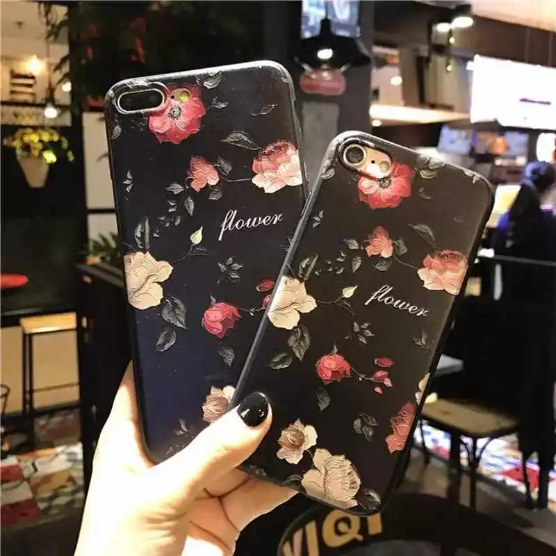 3D рельефные розовые женские чехлы для iPhone 6s X 10 plus 7 6 8 чехол кремнеземный