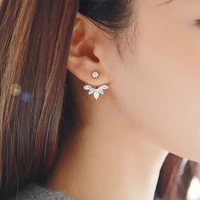 new zircon crystal ear cuff clip leaf stud earrings for women piercing earrings fine jewelry brincos gift 2018