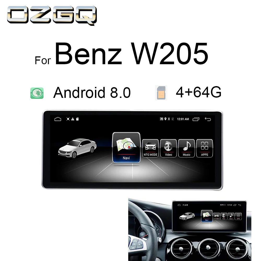 OZGQ Автомобильный мультимедийный плеер для Mercedes Benz C GLC V Class W205 10,25 ''сенсорный экран Android 8,0 64G стереорадио Navi