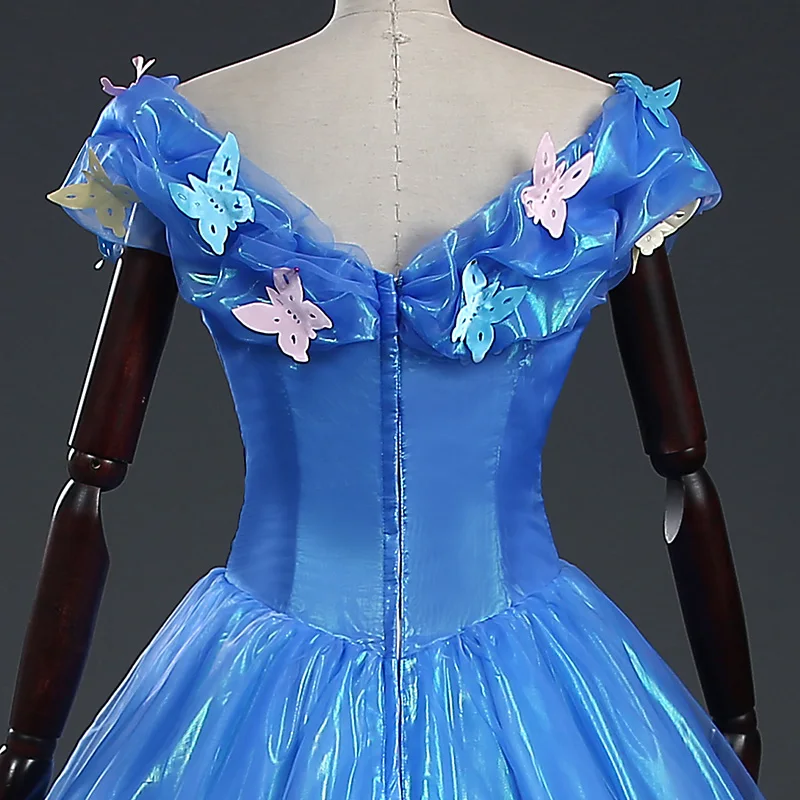 

Anime Princess Cinderella Cosplay Costume For Adult Blue Long Dress For Women and Girl Party Prom Dress