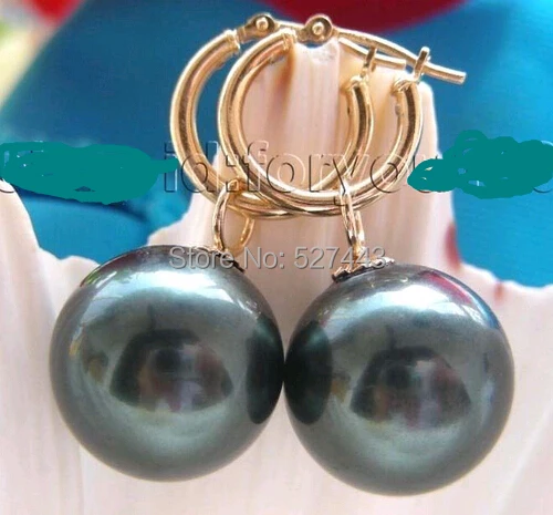 Оптовая продажа Бесплатная доставка&gt Натуральные 14 мм круглые серьги из черного