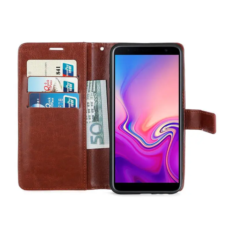 Для Samsung Galaxy J6 Plus чехол Роскошный кошелек для телефона из искусственной кожи + J 6