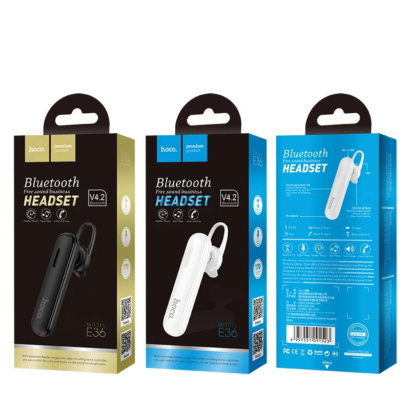 HOCO Mini Earhook Беспроводная Bluetooth-гарнитура наушники Hands free с микрофоном