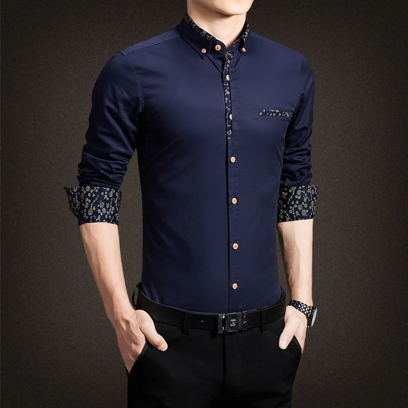 2017 новые мужские Рубашки повседневные облегающие стильные Лоскутные рубашки для