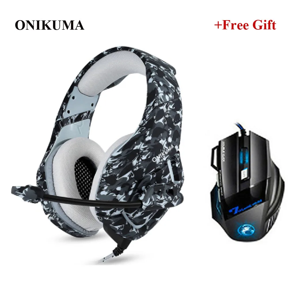 ONIKUMA K1 камуфляж игровых гарнитур проводной компьютер стерео наушники с