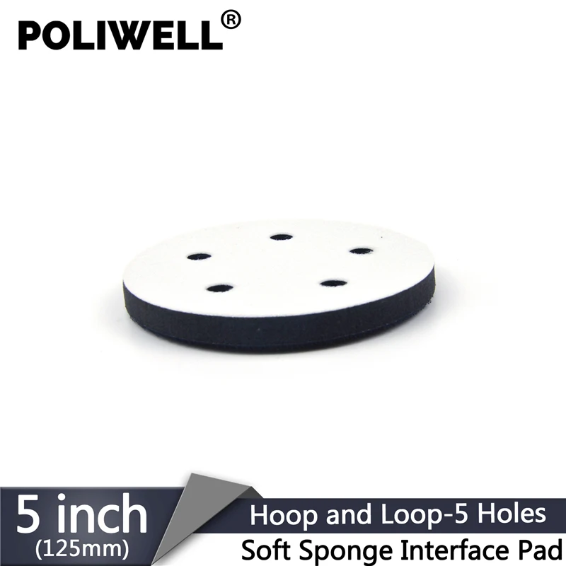 POLIWELL 1 шт. 5 дюймовая мягкая губка для шлифовального диска кольцевые буферные