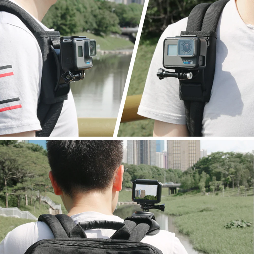 Крепление на рюкзак для спортивной камеры с поворотом 360 градусов Xiaomi Yi Для Gopro Hero7