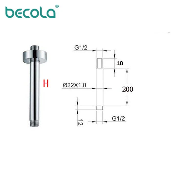 BECOLA ванная комната медная настенная душевая трубка темное крепление соединительный стержень спринклерная душевая трубка медный кронштейн/потолочная труба штанга трубка - Цвет: H