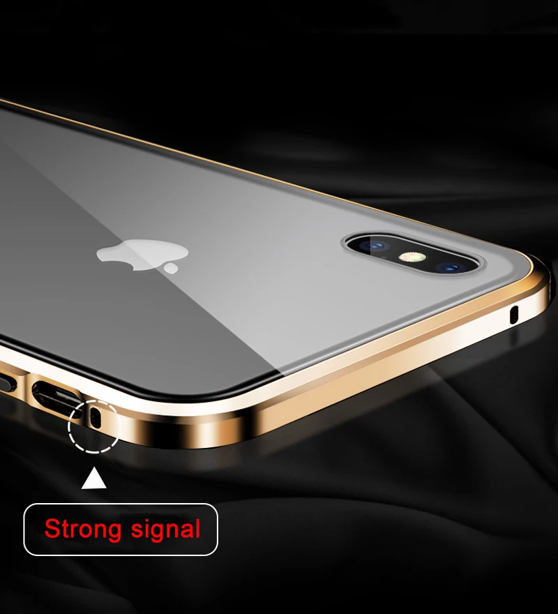 Двусторонний стеклянный магнитный металлический чехол для iPhone 11 Pro Max 7 8 Plus XS X XR 6 6S