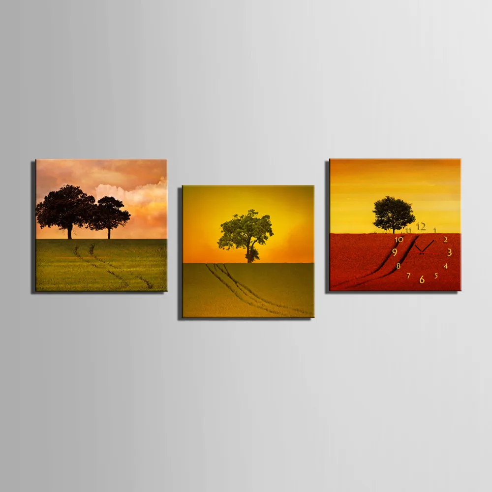 Настенные часы с зелеными листьями 3 шт.|wall canvas|canvas wall clockcanvas |