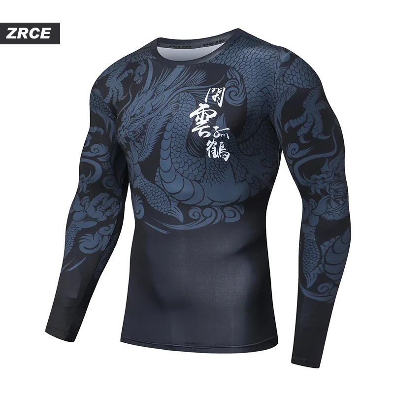 Фото Мужская футболка для фитнеса ZRCE модная 3d Толстовка с длинным рукавом и принтом