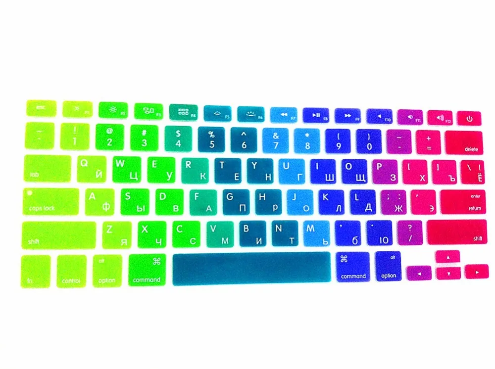 Радужный русский силиконовый чехол для клавиатуры США защитная пленка Apple MacBook Pro