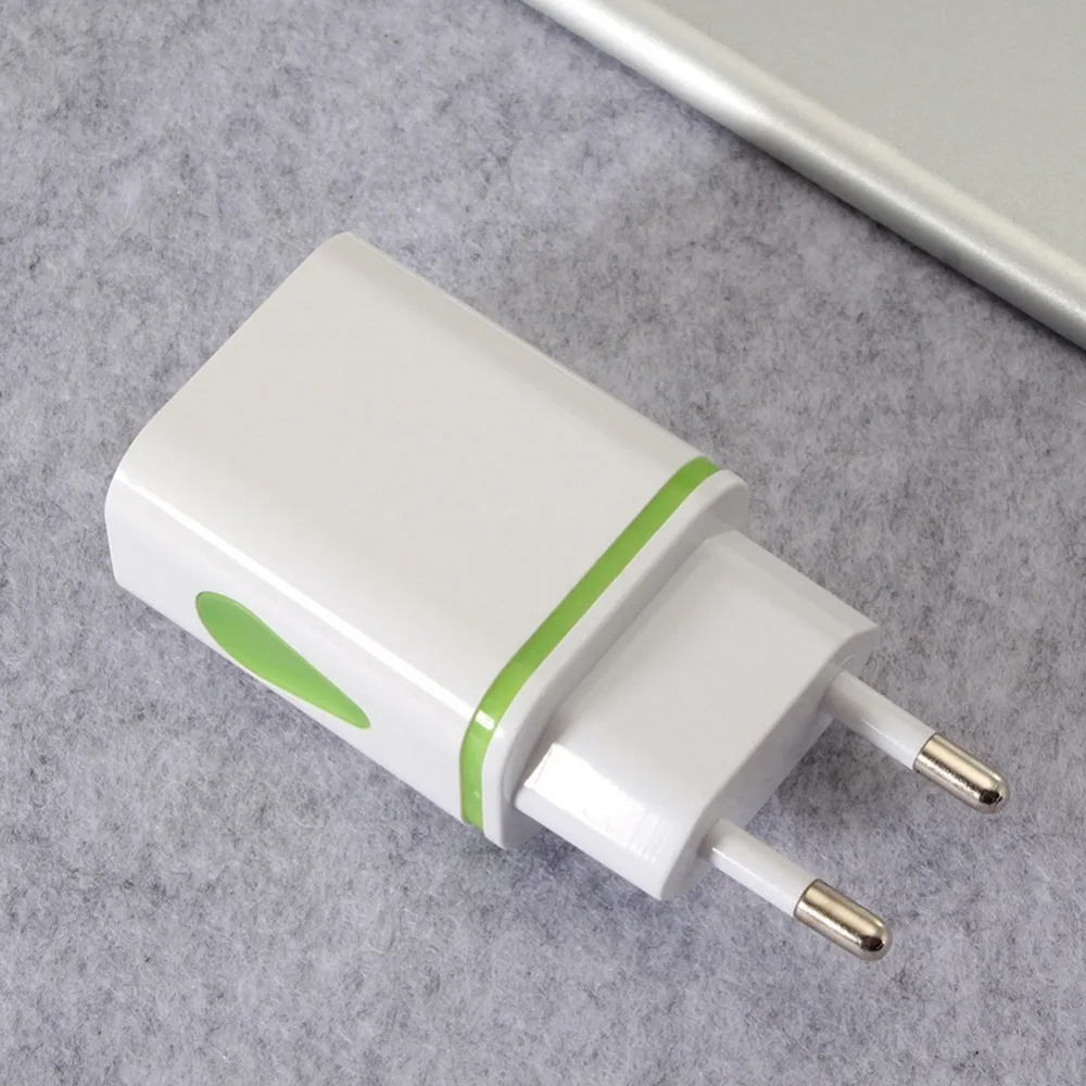 Универсальный 5 в 1,1 А+ 1 а светодиодный настенный адаптер с двумя usb-портами для дома и путешествий, быстрая зарядка, штепсельная вилка стандарта ЕС и США для iphone, samsung, Xiaomi, huawei, J25
