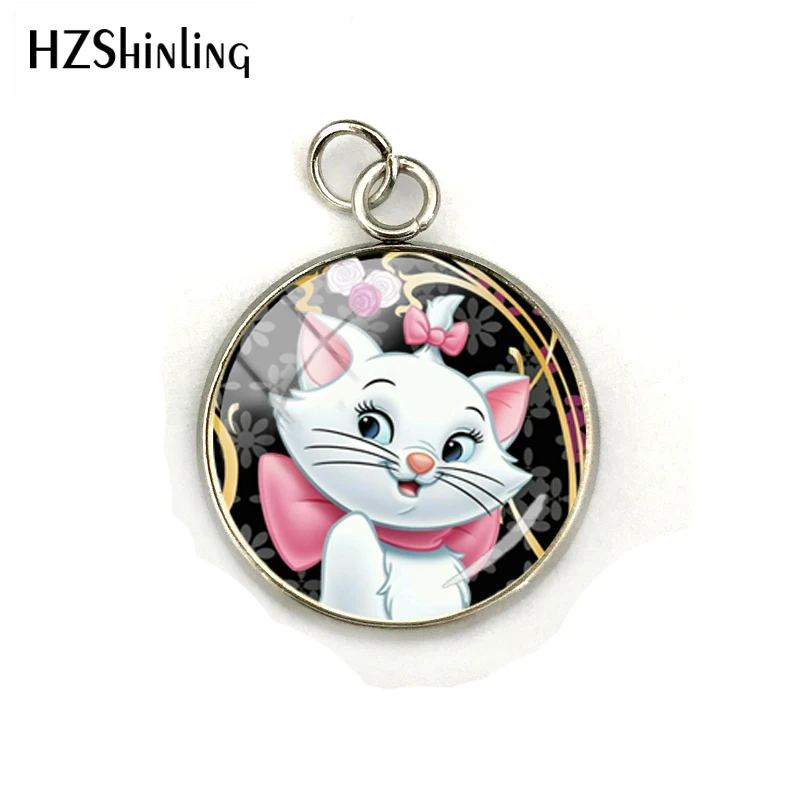 2 Новая мода Marie Cats мультяшный узор Подвески стеклянная подвеска аристократы Подвеска для девочек аниме ювелирные изделия - Окраска металла: 2