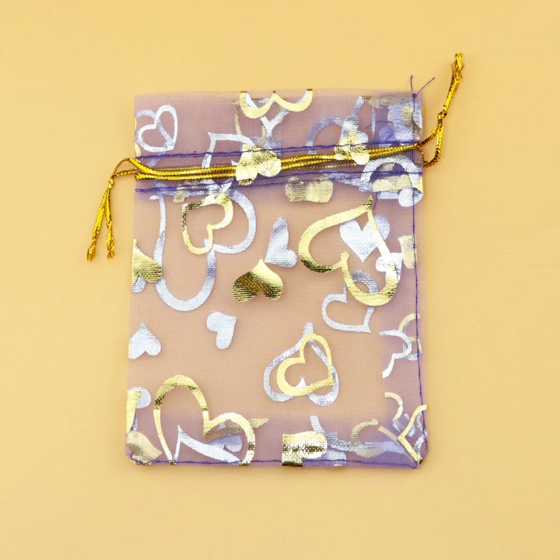 Фиолетовая бронзовая Ювелирная упаковка из органзы подарочные сумки мешки на