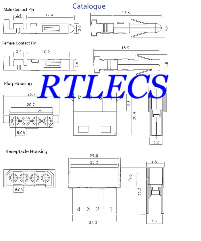 50 наборов блок питания ATX/EPS/ПСВ(Molex 5,08 мм 4 Pin типа «папа»/женский Мощность разъем Корпус+ Клеммы для компьютерный блок питания ATX EPS/ПСВ(Мощность