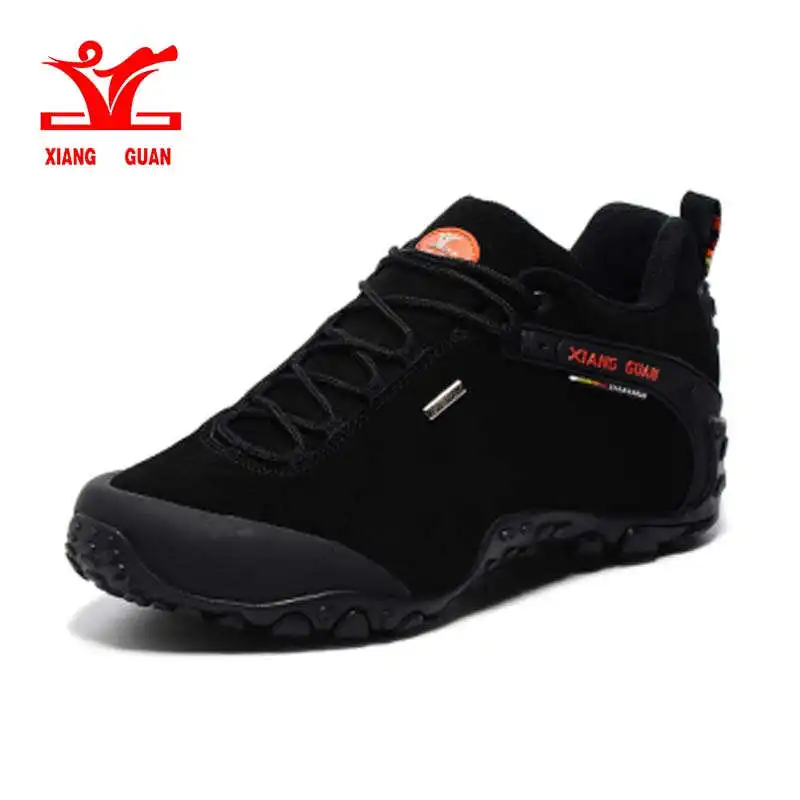R81285 man black XIANG GUAN/Уличная обувь для пешего туризма; нескользящие водонепроницаемые кроссовки; мужские высококачественные спортивные ботинки с мехом; размеры 36-48 - Цвет: R81285 man black