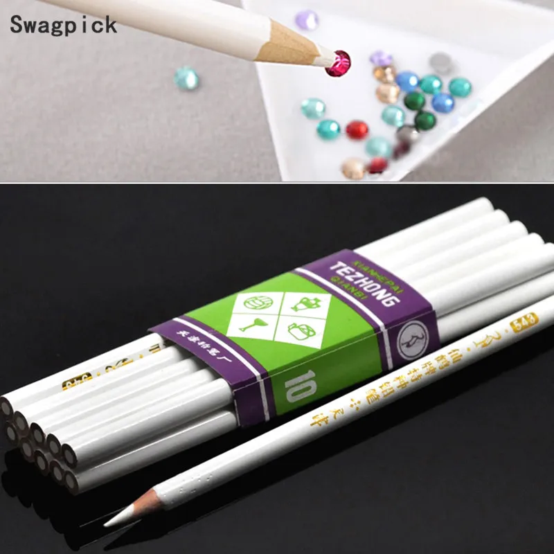 

Swagpick 10Pcs/Lot Pro Wax Dotting Pen Nail Art Rhinestones Gems Picking Crystal Tools Pencil Pen Easily Pick Up Pen Manicure