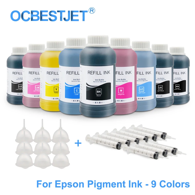 9x250ML Universal Pigment Ink Refill Ink Kit For Epson SureColor P600 P800 P6000 P7000 Stylus Pro 7890 9890 3800 3880 3850 11880
