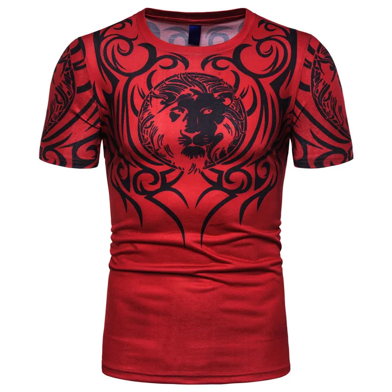 Лидер продаж Мужская футболка с принтом льва футболки в этническом стиле