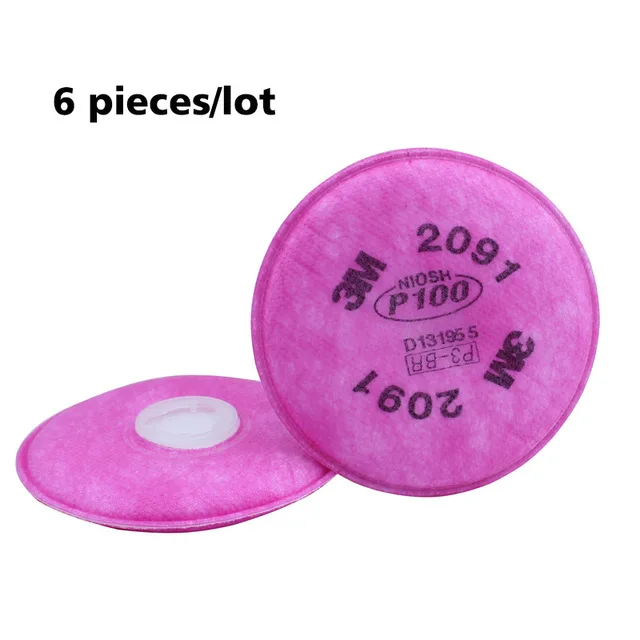 6 pcs 2091 3M 7502 маска+ 2091CN фильтр хлопок Высокая эффективность анти промышленного строительства пыльца дымка защитная маска респиратор - Цвет: 6 pcs 2091