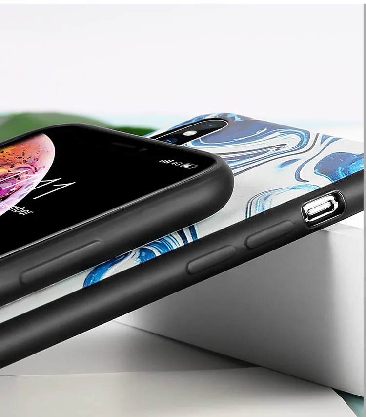 Роскошный свежий чехол для iPhone 7 8 X XR XS MAX Sea Wave рельефная задняя крышка Plus 6 6s Fundas -